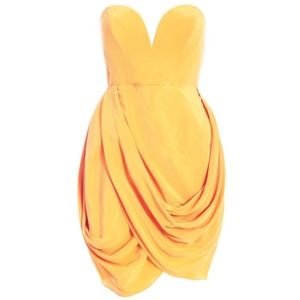 Zimmermann $320 Silk Strapless Drape Dress Mustard